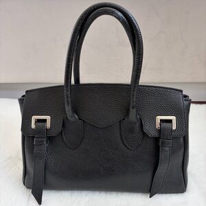 Le Borse Di Lucia Classic Black Leather Satchel Handbag
